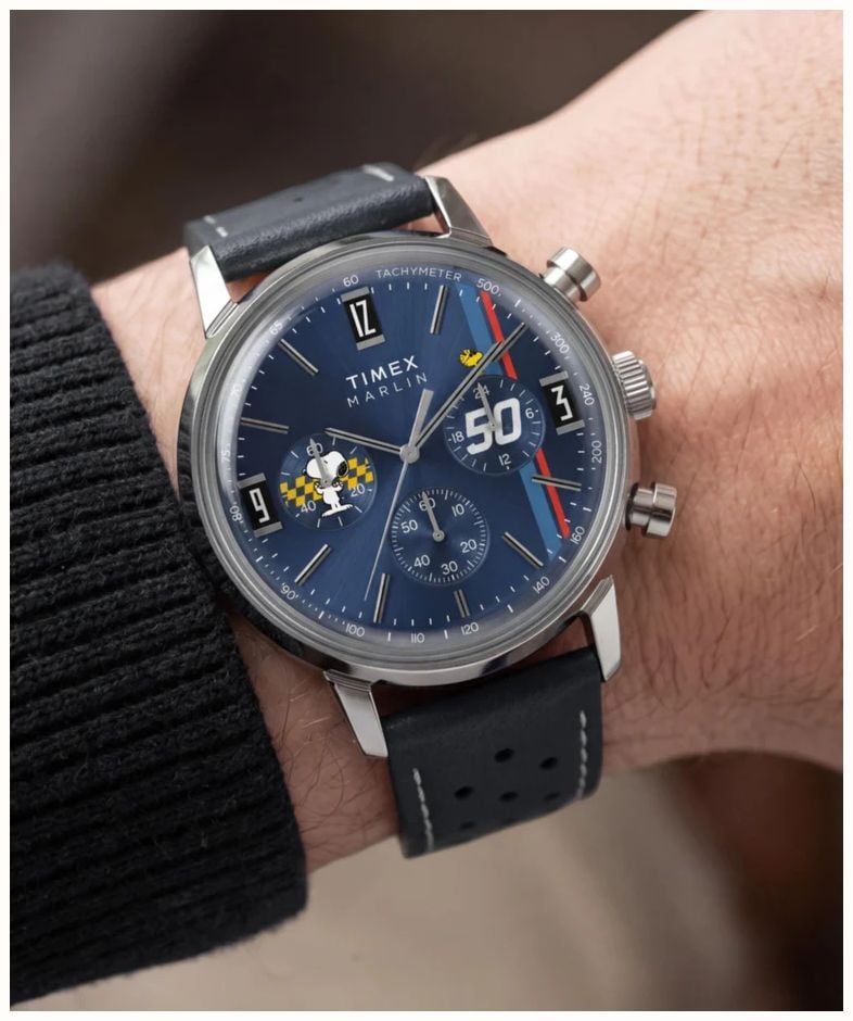 Timex PEANUTS MARLIN 40mm Leather Blue Strap Watch TW2Y85300 - vista alternativa 6
