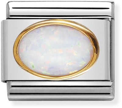 Nomination Classic White Opal 18ct Gold & Steel Charm 030502/07