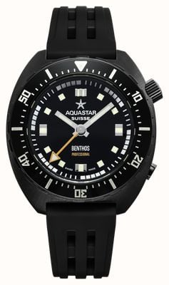 Aquastar Benthos professionale automatico (42 mm) quadrante nero / cinturino in gomma isofrane nera BENTHOS-PRO PVD