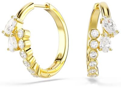 Swarovski Mesmera hoop earrings, Mixed cuts, White, 18K gold finish 5761975
