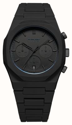 D1 Milano Polychrono Projekt: Shadow (40,5 mm) – mattschwarzes Zifferblatt / schwarzes Polycarbonat-Armband PHBJSH