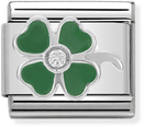 Nomination Classic Green Clover Sterling Silver & Steel Enamel Charm 330305/13