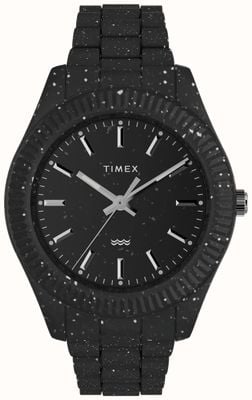Timex Mostrador preto masculino legado oceano (42 mm) / pulseira preta de material #tide ocean TW2V77000