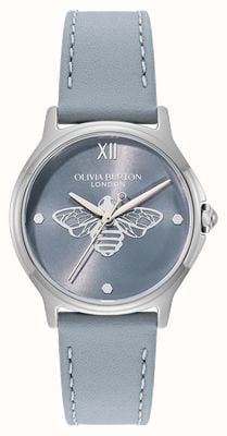 Olivia Burton Abeja clásica (29,8 mm) esfera azul claro / correa de piel azul claro 24000343