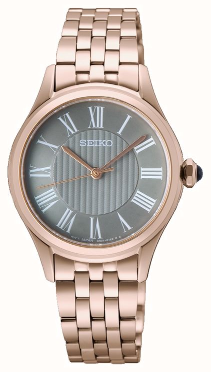 Seiko Caprice Quartz Light Grey Dial Rose-Gold PVD