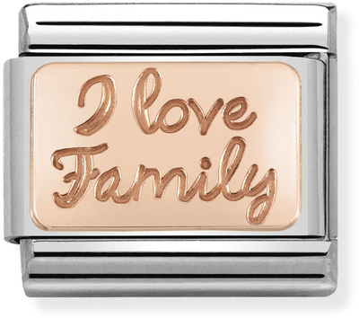 Nomination Classic I Love Family 9ct Rose Gold & Steel Charm 430101/41