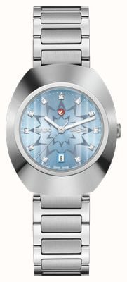 RADO Diastar Original Automatik mit Diamanten (30 mm), blaues Zifferblatt mit Sonnenschliff und Sternenmuster / Edelstahlarmband R12170223