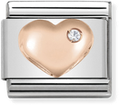Nomination Classic Heart 9ct Rose Gold & Steel Charm 430305/01