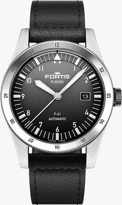 FORTIS Flieger F-41 Automatik schwarz (41 mm) schwarzes Fliegerarmband aus Leder F4220018