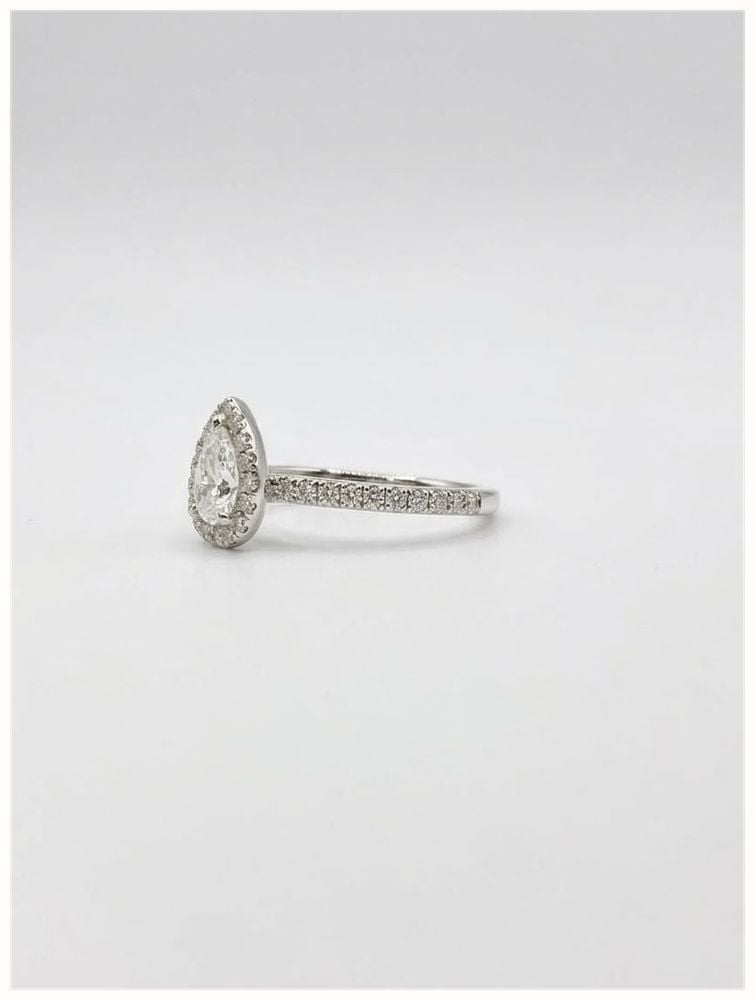 0.36ct Pear Natural Diamond Platinum Halo Ring J19302 - 备用视图 2