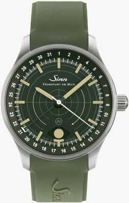 Sinn Orologio da caccia 308 (40 mm) con quadrante verde scuro e cinturino in silicone verde. 308.010 SILICONE