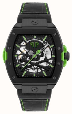 Philipp Plein THE $KELETON 2.0 Automatic (44mm) Black Skeleton Dial / Black Leather Strap PWJFA1426