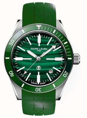 Favre Leuba Deep Raider Renaissance automatique (40 mm) cadran malachite / bracelet en caoutchouc vert 00.20308.101.51.303