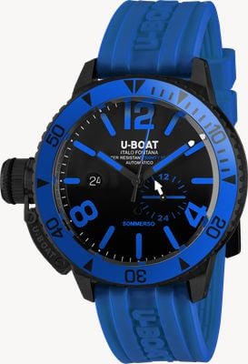 U-Boat Sommerso 46 dlc alluminio lunetta blu (46mm) quadrante nero / cinturino in gomma vulcanizzata blu 9669