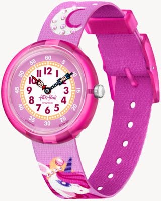 Flik Flak Träumendes Einhorn | Rosafarbenes Stoffarmband mit Einhornmuster FBNP195