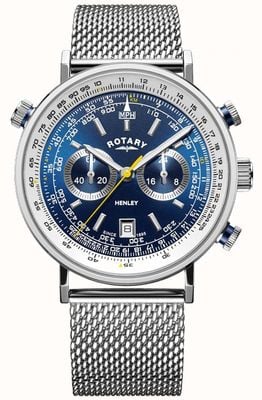 Rotary | cronografo henley da uomo | bracciale in maglia d'acciaio | quadrante blu GB05235/05
