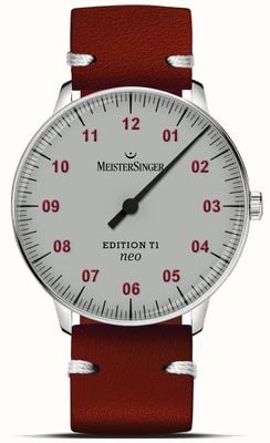 MeisterSinger Quadrante grigio neo t1 (36 mm) in edizione limitata/cinturino in pelle rossa ED-NES-T1