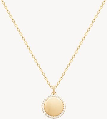 Burren Jewellery 18k Gold Plated Disk Circular Pendant With Cz Stone Outline P1713