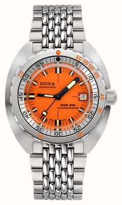 DOXA Sub 300 Professional (42,5 mm), esfera icónica naranja / brazalete de acero inoxidable con efecto grano de arroz 821.10.351.10