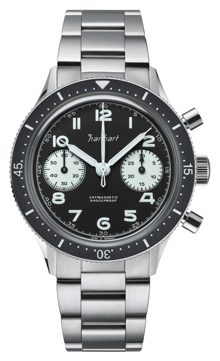 Hanhart 415 es Reverse Panda (39 mm) schwarzes Zifferblatt uhr-image-202382