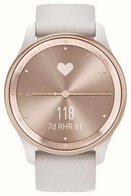 Garmin Vivomove Trend Peach Gold Stainless Steel Bezel With Ivory Case And Silicone Band 010-02665-01