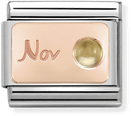 Nomination Classic November Birthstone Citrine 9ct Rose Gold & Steel Charm 430508/11