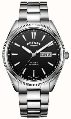 Rotary Henley | roestvrijstalen armband | zwarte wijzerplaat | GB05380/04