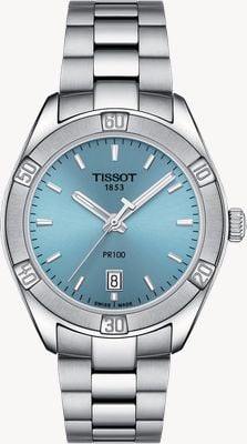 Tissot Pr100 Dame sportlich schick | blaues Zifferblatt | Edelstahlarmband T1019101135100
