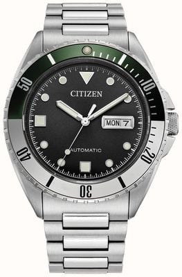 Citizen Reloj deportivo automático para hombre (42 mm) con esfera negra y brazalete de acero inoxidable. NH7531-50E
