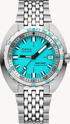 DOXA SUB 300T Aquamarine (42.5mm) Light Blue Iconic Dial / Stainless Steel Rice-Grain Bracelet 840.10.241.10
