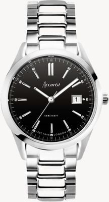 Accurist Men's Everyday (40mm) Black Sunray Dial / Stainless Steel Bracelet 74014