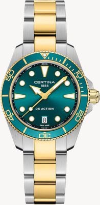 Certina DS Action Quartz (34.5mm) Ocean Green Dial / Two-Tone Stainless Steel Bracelet C0482102209100
