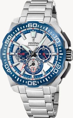 Festina Chrono Bike 2025 (45.5mm) Silver Dial / Stainless Steel Bracelet F20724/1