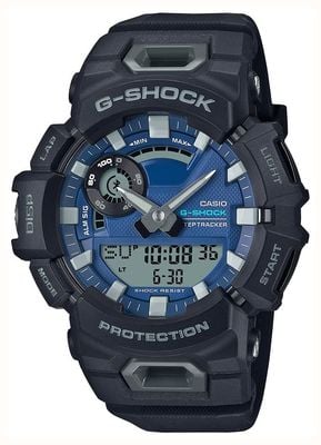 Casio G-shock g-squad (48,9 mm) cadran hybride bleu / bracelet noir en résine biosourcée GBA-900CB-1AER