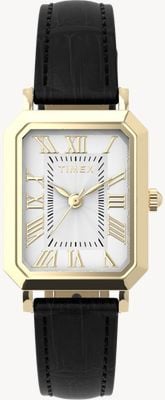 Timex ヴィヴィアン トレンド クォーツ（21mm）シルバーダイアル / ブラックレザーストラップウォッチ TW2Y71900