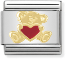 Nomination Classic Bear With Heart 18ct Gold & Steel Enamel Charm 030253/32