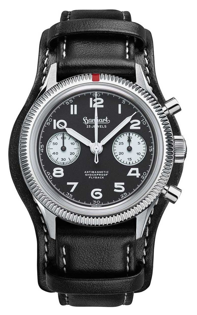 Hanhart 417 es 1954 flyback reverse panda (39 mm) cadran montre