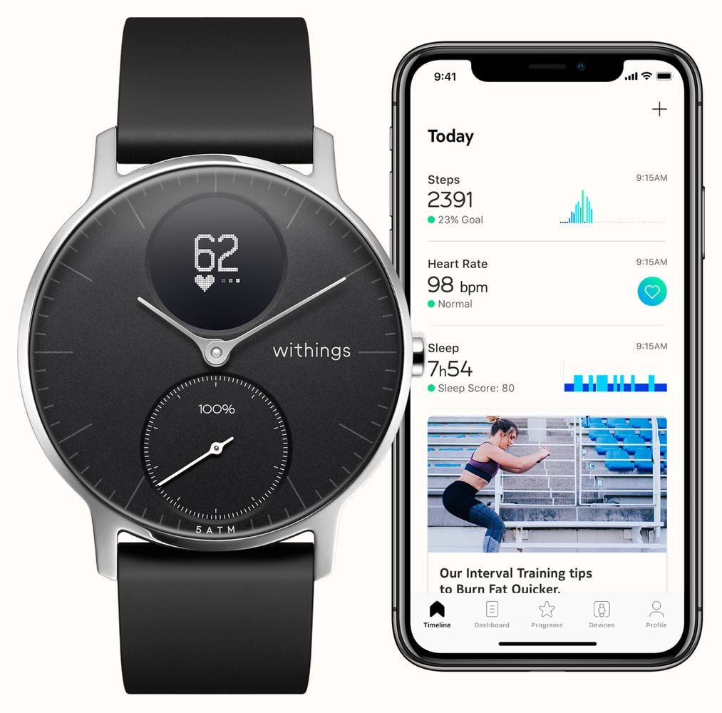 Bracelet En Acier Inoxydable Pour Montre Withings Steel HR Sport 36mm - Largeur 18mm, Longueur Réglable 139-221mm - Pour Homme Et Femme