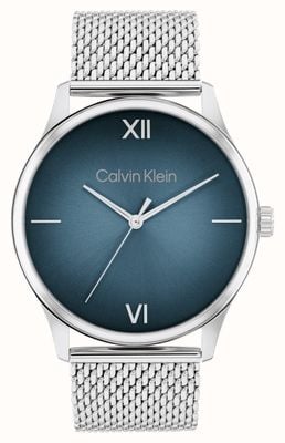 Calvin Klein Ascenso para hombre (43 mm) con esfera azul y pulsera de malla de acero inoxidable 25200450