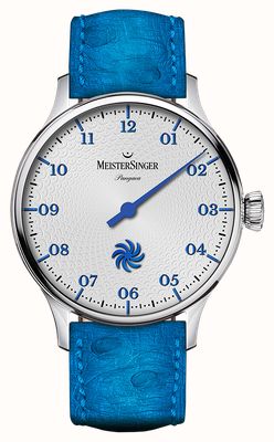 MeisterSinger Pangaea Automatic (40mm) Silver-Grey Fermata Dial / Blue Leather Strap PDS901B-SF014