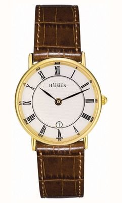 Herbelin Women's Gold Plated Classic Leather Strap 16845P08MA