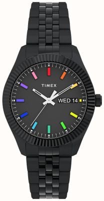 Timex 女士传统彩虹黑色表盘黑色不锈钢手链 TW2V61700