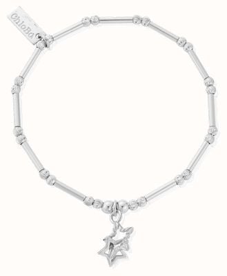 ChloBo Dainty Moon Cut Sparkle Interlocking Star Bracelet SBMCTN3406