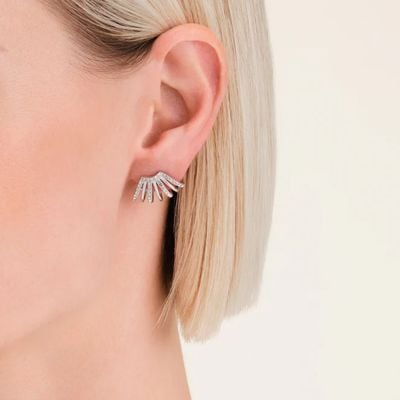 Rosefield Jewellery Caged Crystal Silver White Stone Earrings JECCS-J1030