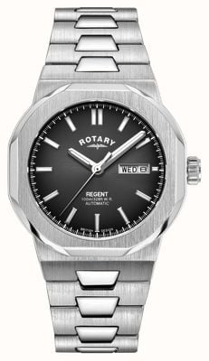 Rotary Sport Regent automatique (40 mm) cadran soleillé noir / bracelet en acier inoxydable GB05490/04