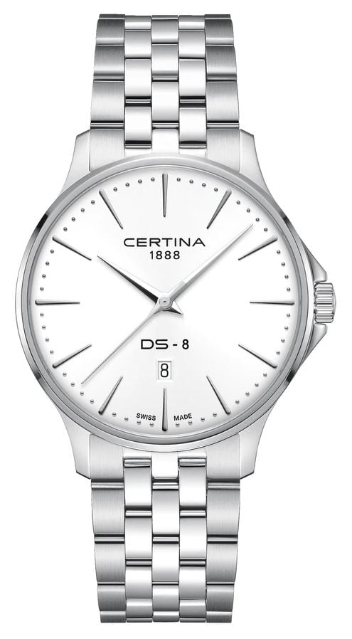 Certina DS-8 gent (40 mm) cadran blanc / bracelet en acier montre