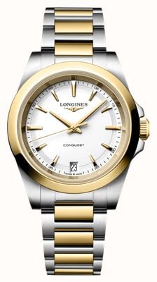 LONGINES Conquest Quartz (34mm) White Sandblasted Dial / Two-Tone Stainless Steel Bracelet L34603127