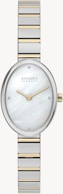 Skagen Anita oval Quarz (20mm) Perlmuttzifferblatt / zweifarbiges Edelstahlarmband SKW3198