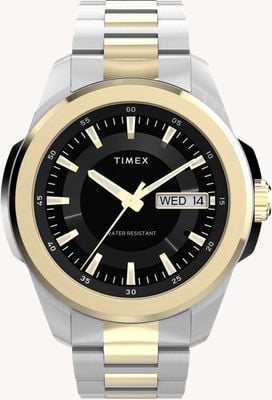 Timex Essex dia/data (45 mm) mostrador preto / pulseira bicolor em aço inoxidável TW2Y35300