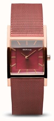 Bering Женская классика | полированное розовое золото | красный сетчатый браслет 10426-363-S